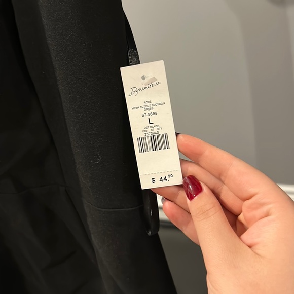 Black Dynamite Dress with Mesh Neckline - Picture 3 of 6